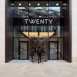 Main entrance to the Barings London office.
