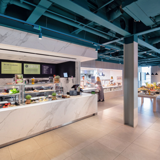 Cafe with restaurant for teammates in the London office.