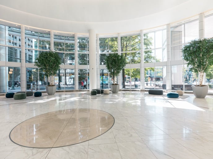 The lobby of Barings headquarters in Charlotte, NC.