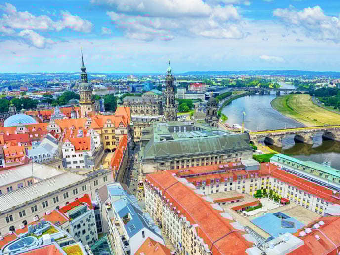 Aerial view of Dresden, Germany.