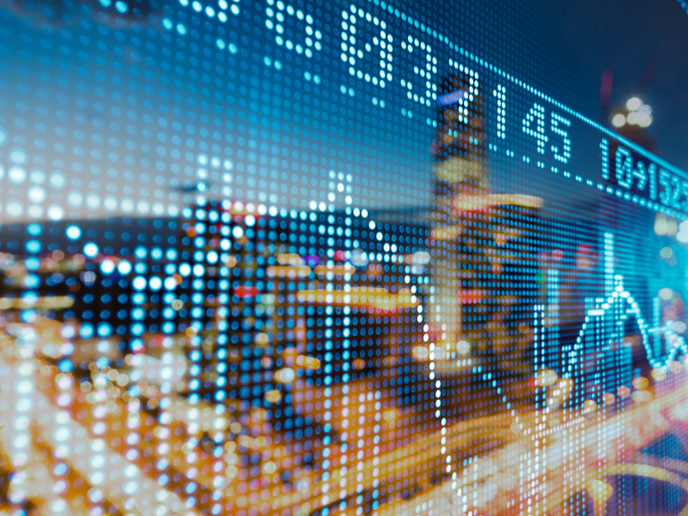 Abstract composition of stock market price display.