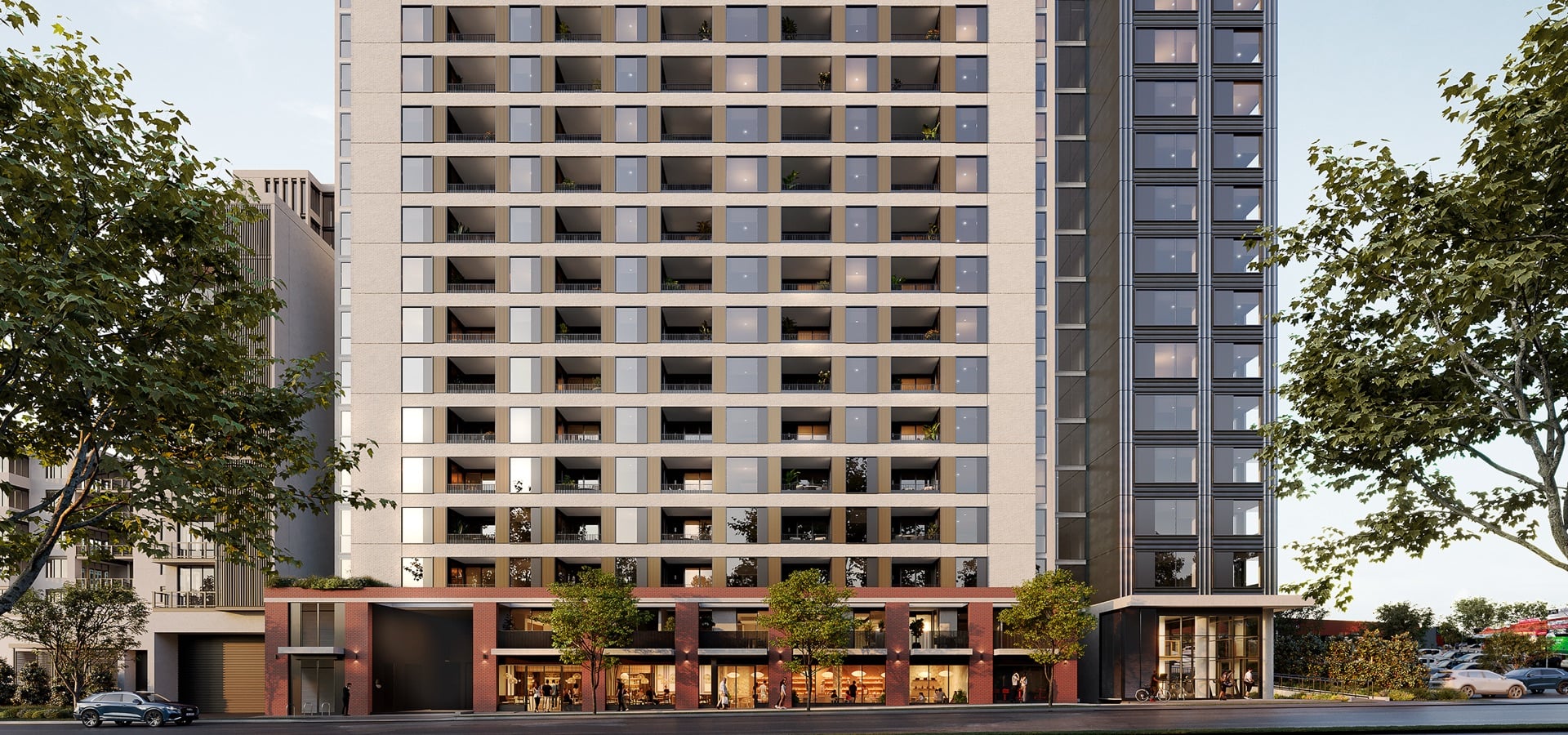 A residential building with many windows.