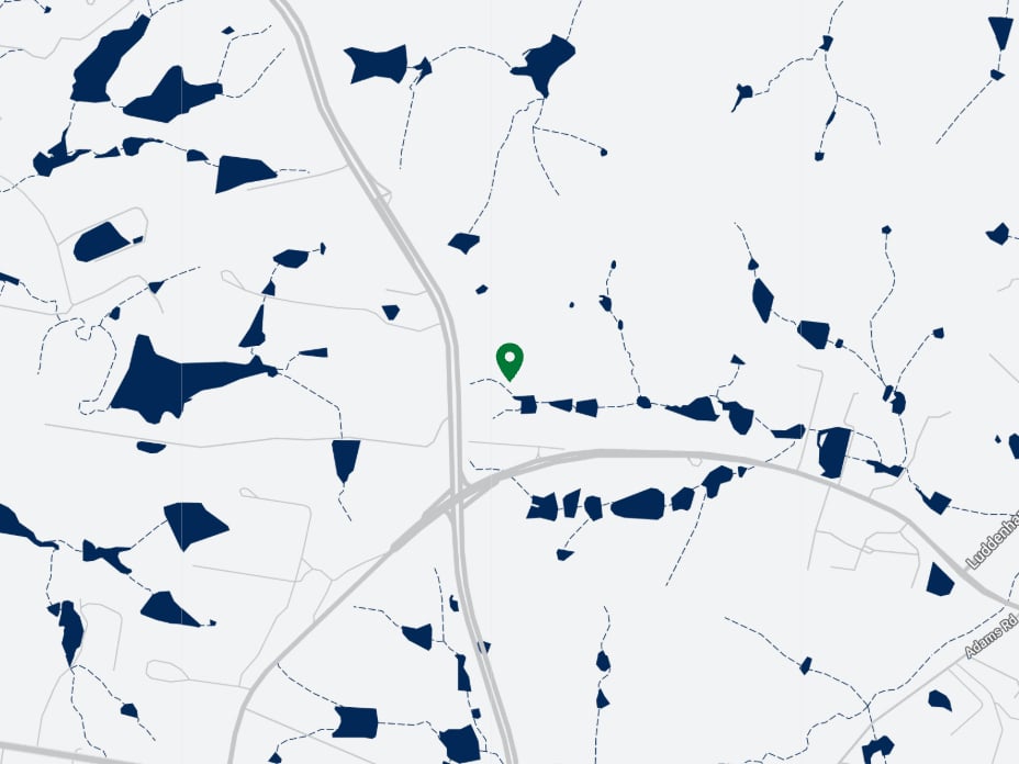 A map with a pin location for Luddenham.