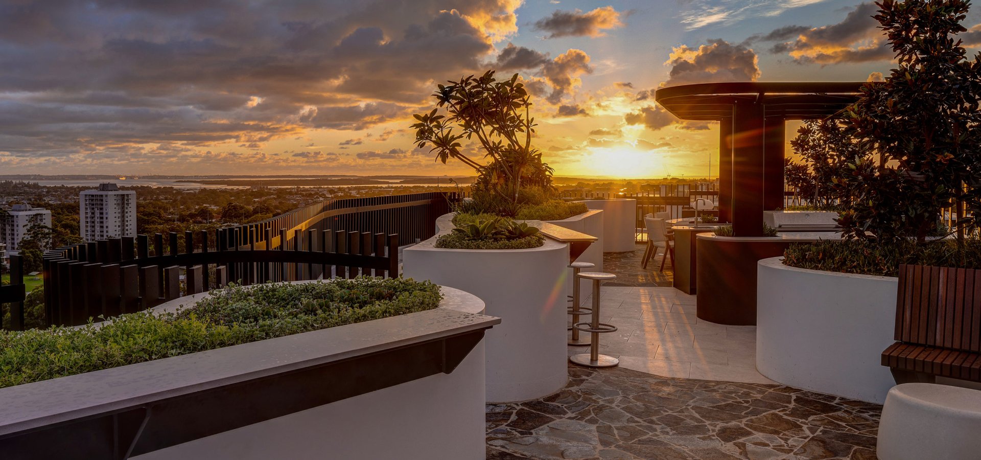 A sunset over a rooftop.