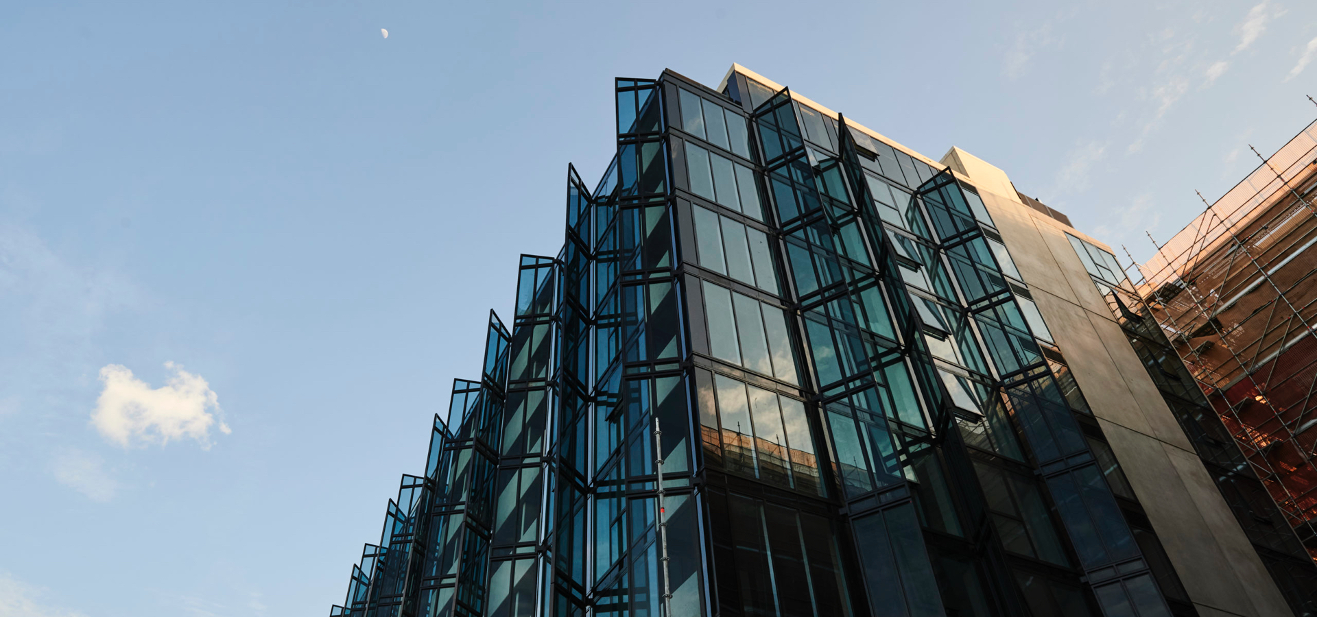 Low angle view of a residential building.